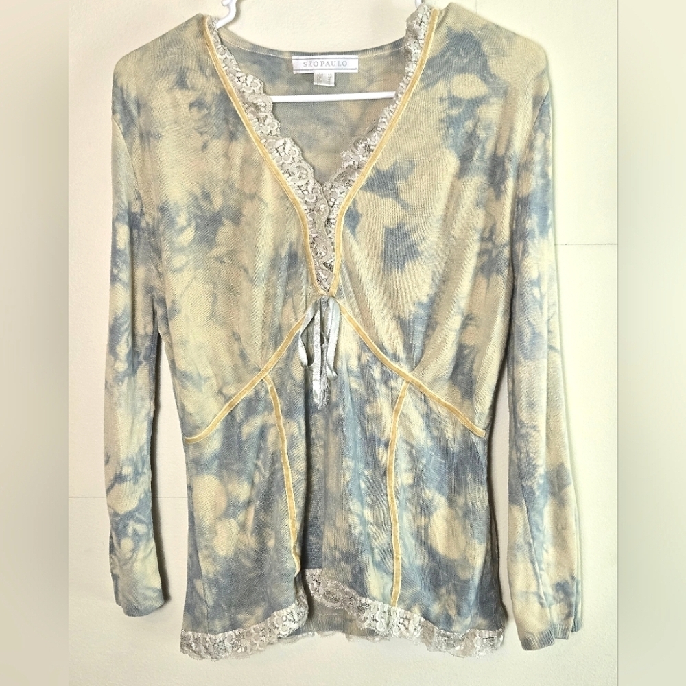 Vintage Y2K Sao Paulo Empire Waist Soft Grunge‎ Tie Dye Boho Tunic, Size 12
